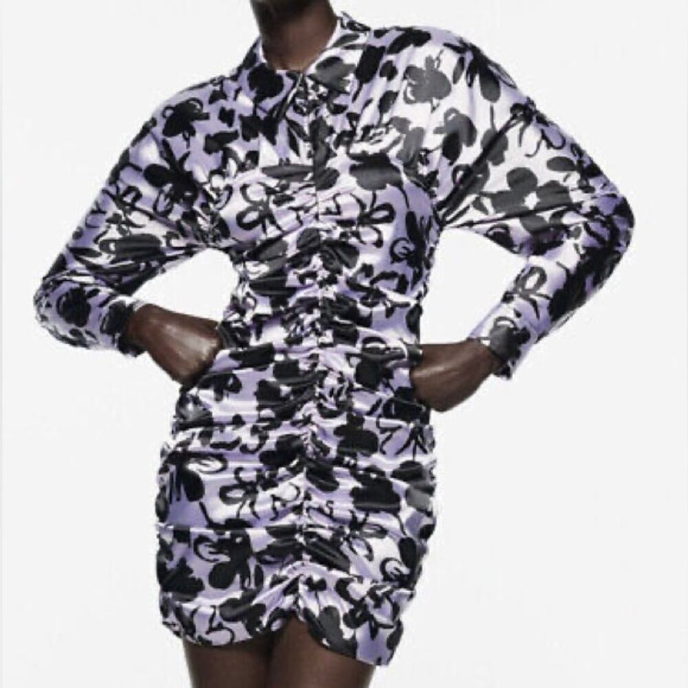 ZARA Satin the Dita Floral Zip Dress